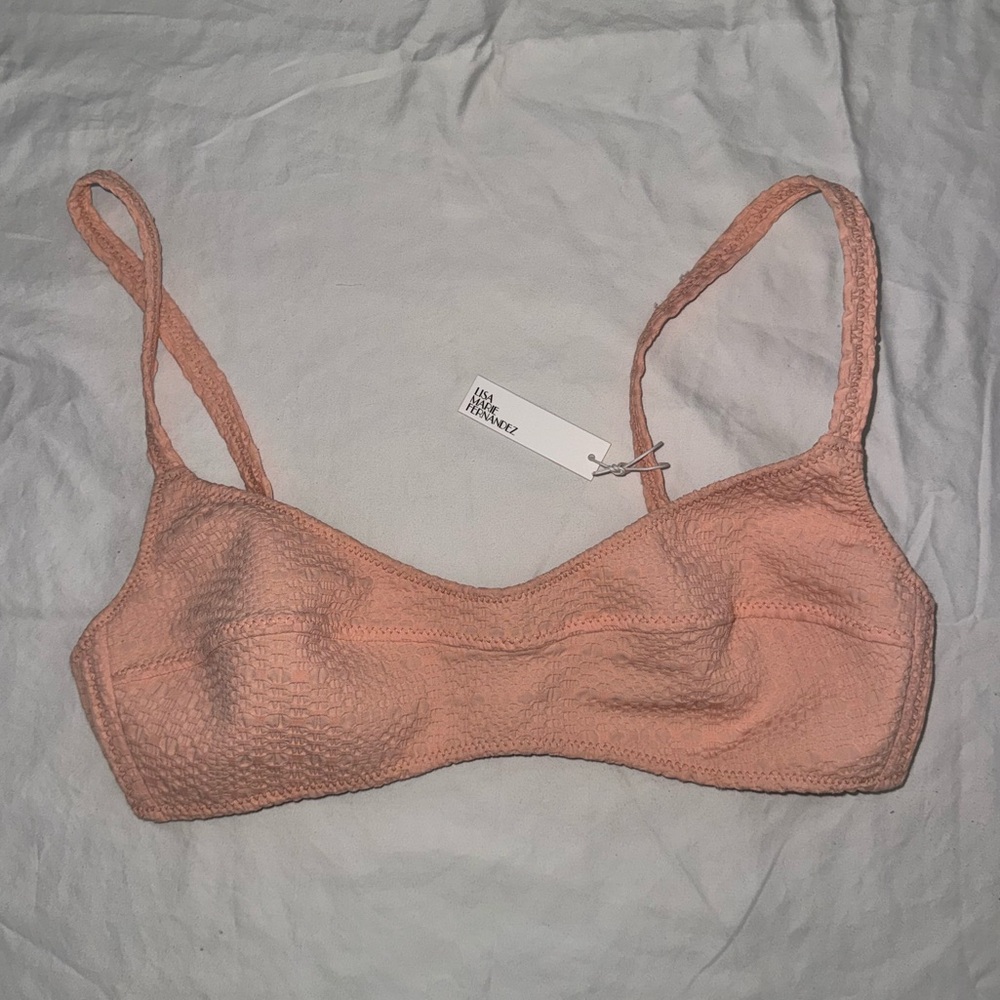 $425 Lisa Marie Fernandez The Balconette Bikini Top in Peach Terry Cloth - NWT 5